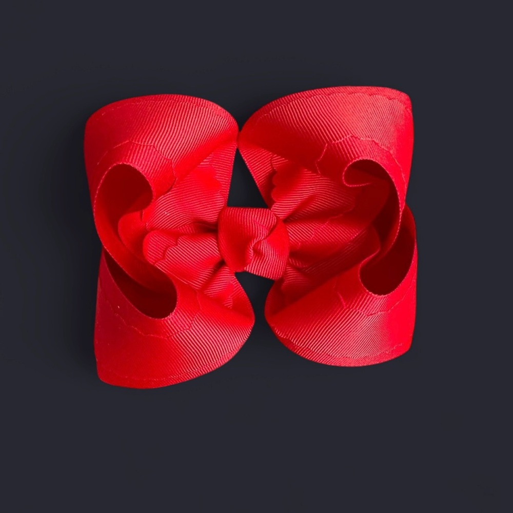 Classic Red Grosgrain smocked bow